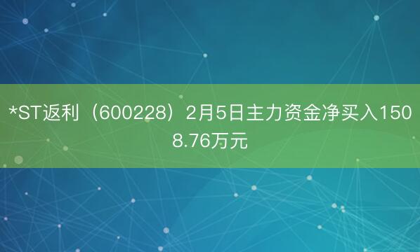 *ST返利（600228）2月5日主力资金净买入1508.76万元