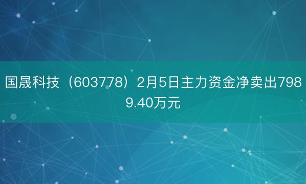 国晟科技（603778）2月5日主力资金净卖出7989.40万元