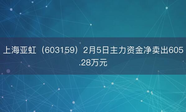 上海亚虹（603159）2月5日主力资金净卖出605.28万元