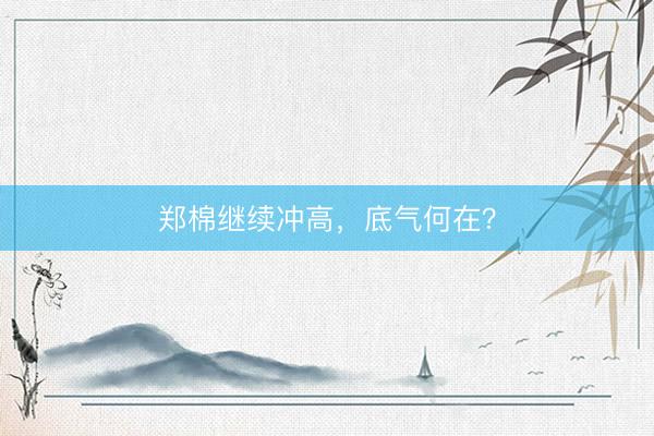 郑棉继续冲高，底气何在？