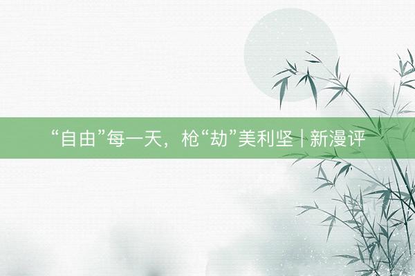 “自由”每一天，枪“劫”美利坚 | 新漫评