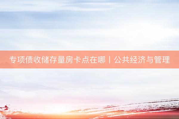 专项债收储存量房卡点在哪丨公共经济与管理
