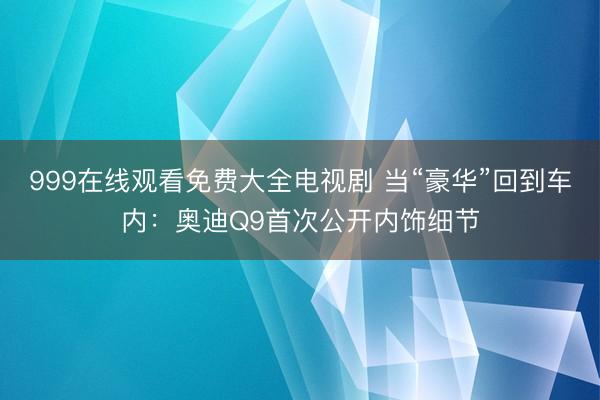 999在线观看免费大全电视剧 当“豪华”回到车内：奥迪Q9首次公开内饰细节