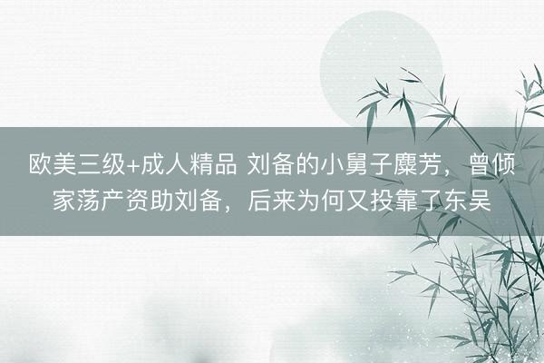 欧美三级+成人精品 刘备的小舅子麋芳，曾倾家荡产资助刘备，后来为何又投靠了东吴