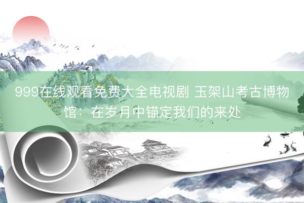 999在线观看免费大全电视剧 玉架山考古博物馆：在岁月中锚定我们的来处