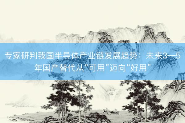 专家研判我国半导体产业链发展趋势：未来3—5年国产替代从“可用”迈向“好用”