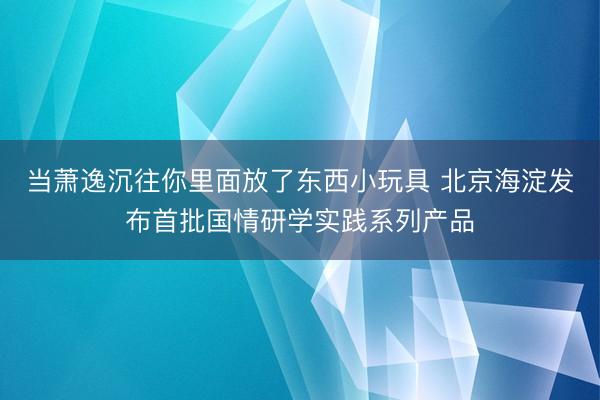 当萧逸沉往你里面放了东西小玩具 北京海淀发布首批国情研学实践系列产品