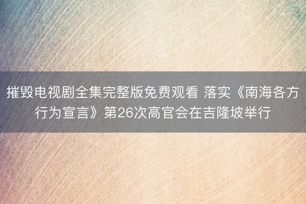 摧毁电视剧全集完整版免费观看 落实《南海各方行为宣言》第26次高官会在吉隆坡举行