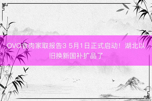 OVO食肉家取报告3 5月1日正式启动！湖北以旧换新国补扩品了