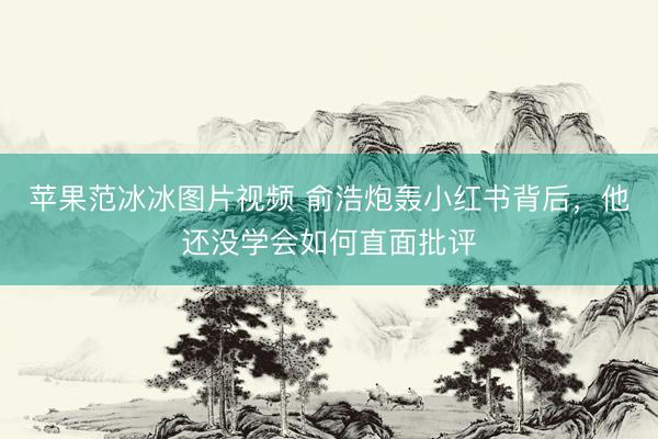 苹果范冰冰图片视频 俞浩炮轰小红书背后，他还没学会如何直面批评