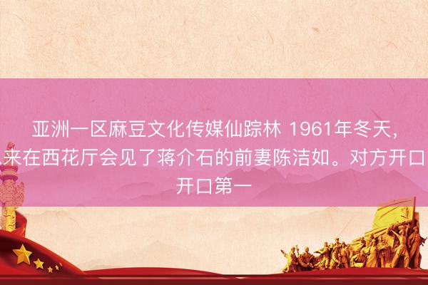 亚洲一区麻豆文化传媒仙踪林 1961年冬天，周恩来在西花厅会见了蒋介石的前妻陈洁如。对方开口第一