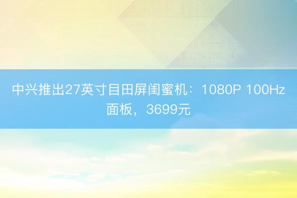 中兴推出27英寸目田屏闺蜜机：1080P 100Hz面板，3699元