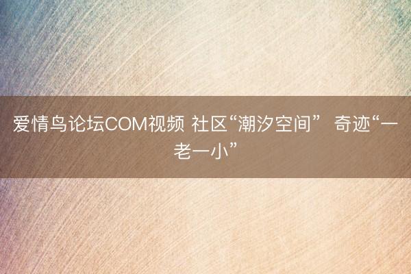 爱情鸟论坛COM视频 社区“潮汐空间”  奇迹“一老一小”