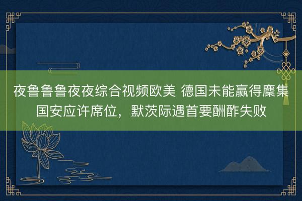 夜鲁鲁鲁夜夜综合视频欧美 德国未能赢得麇集国安应许席位，默茨际遇首要酬酢失败
