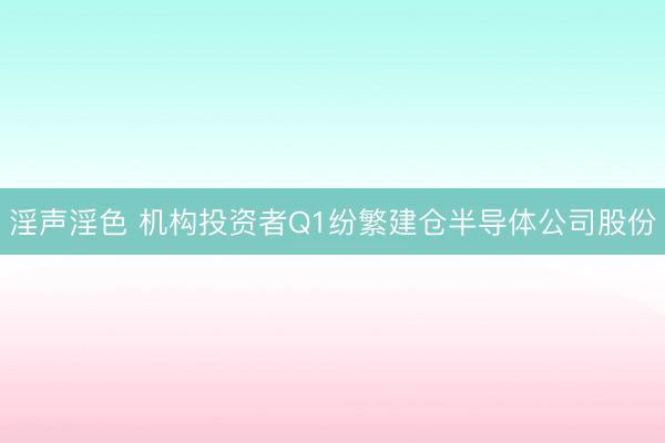 淫声淫色 机构投资者Q1纷繁建仓半导体公司股份