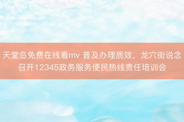 天堂岛免费在线看mv 普及办理质效，龙穴街说念召开12345政务服务便民热线责任培训会
